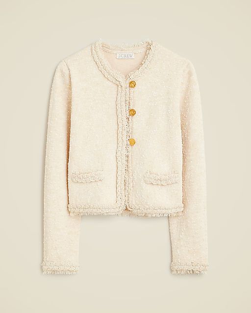 Marled fringe-trim sweater lady jacket | J. Crew US