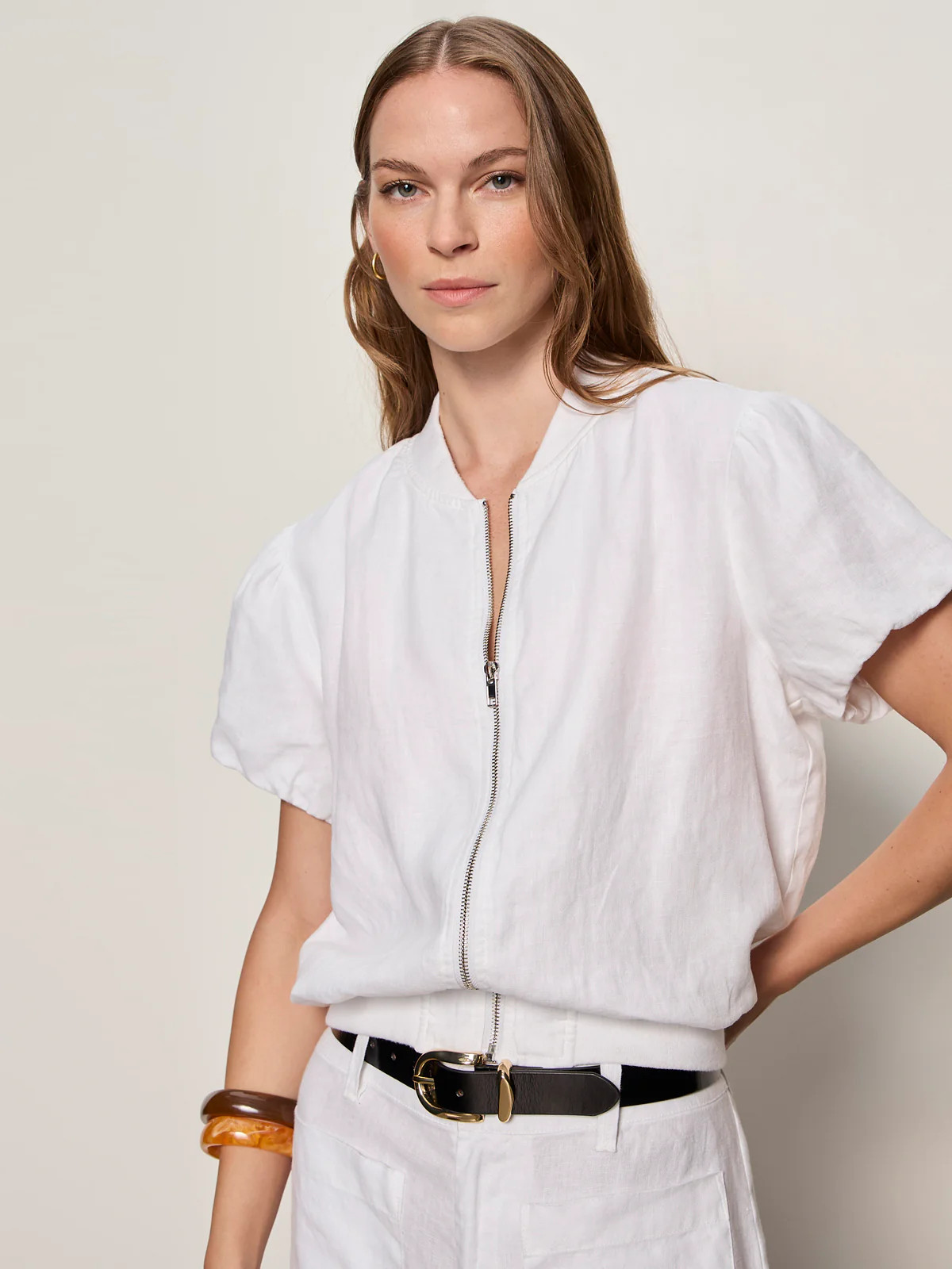 EVERLY LINEN BOMBER WHITE | Sanctuary Clothing