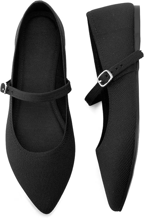 Pointed Toe Flats Knit Ballet Flat Shoes for Women Comfortable with Adjustable Strap,Washable Dre... | Amazon (US)