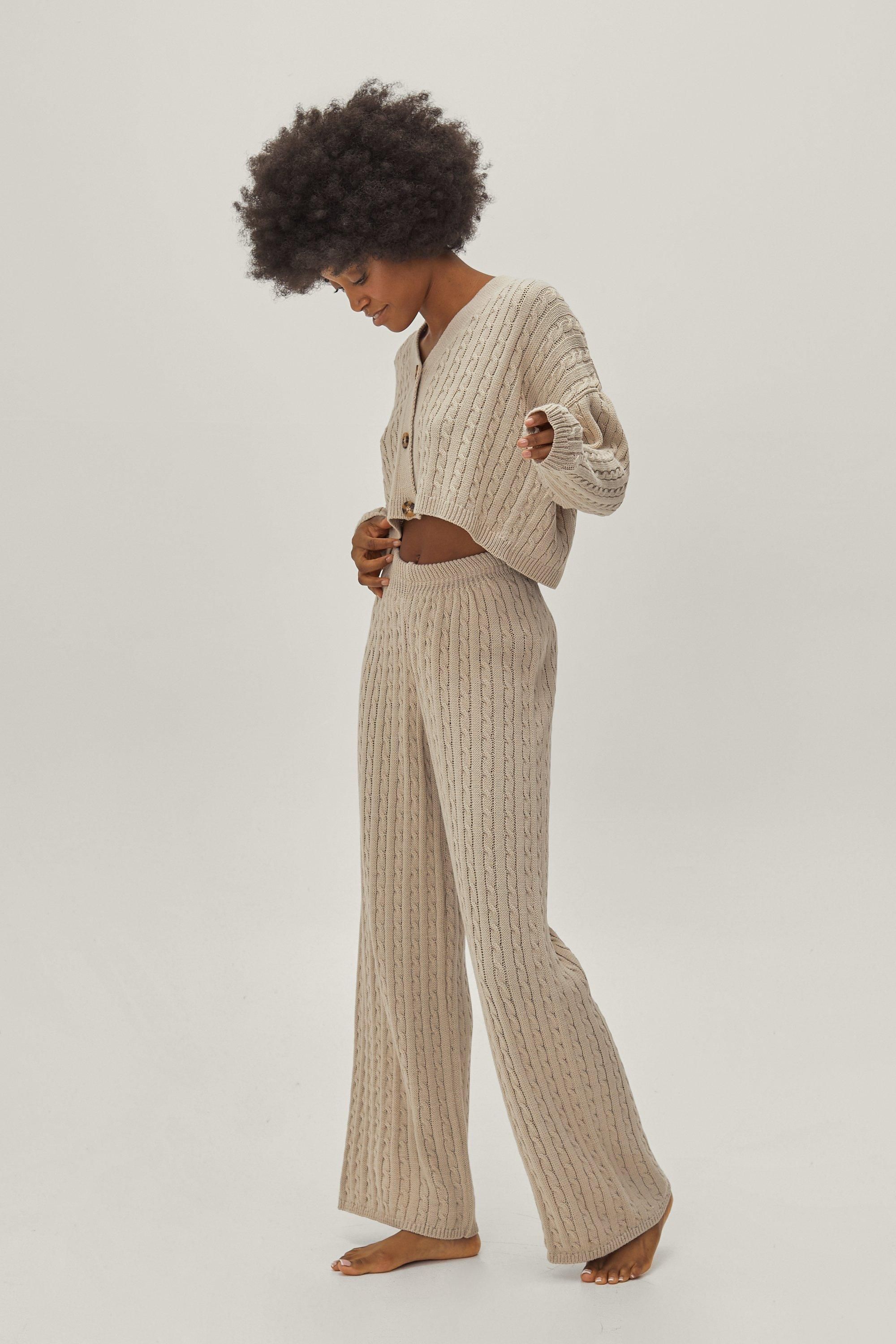 Petite Cable Cardigan and Pants Lounge Set | Nasty Gal (US)