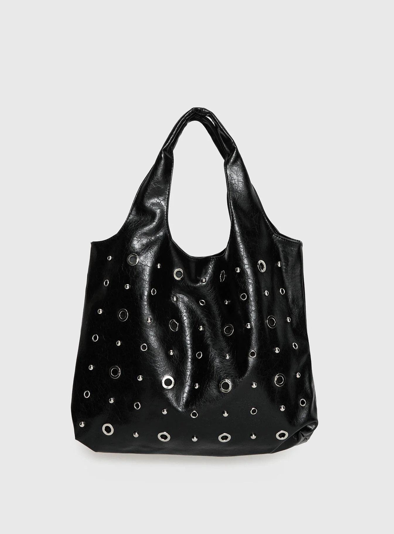 Find Your Love Eyelet Detail Shoulder Bag Black | Princess Polly US