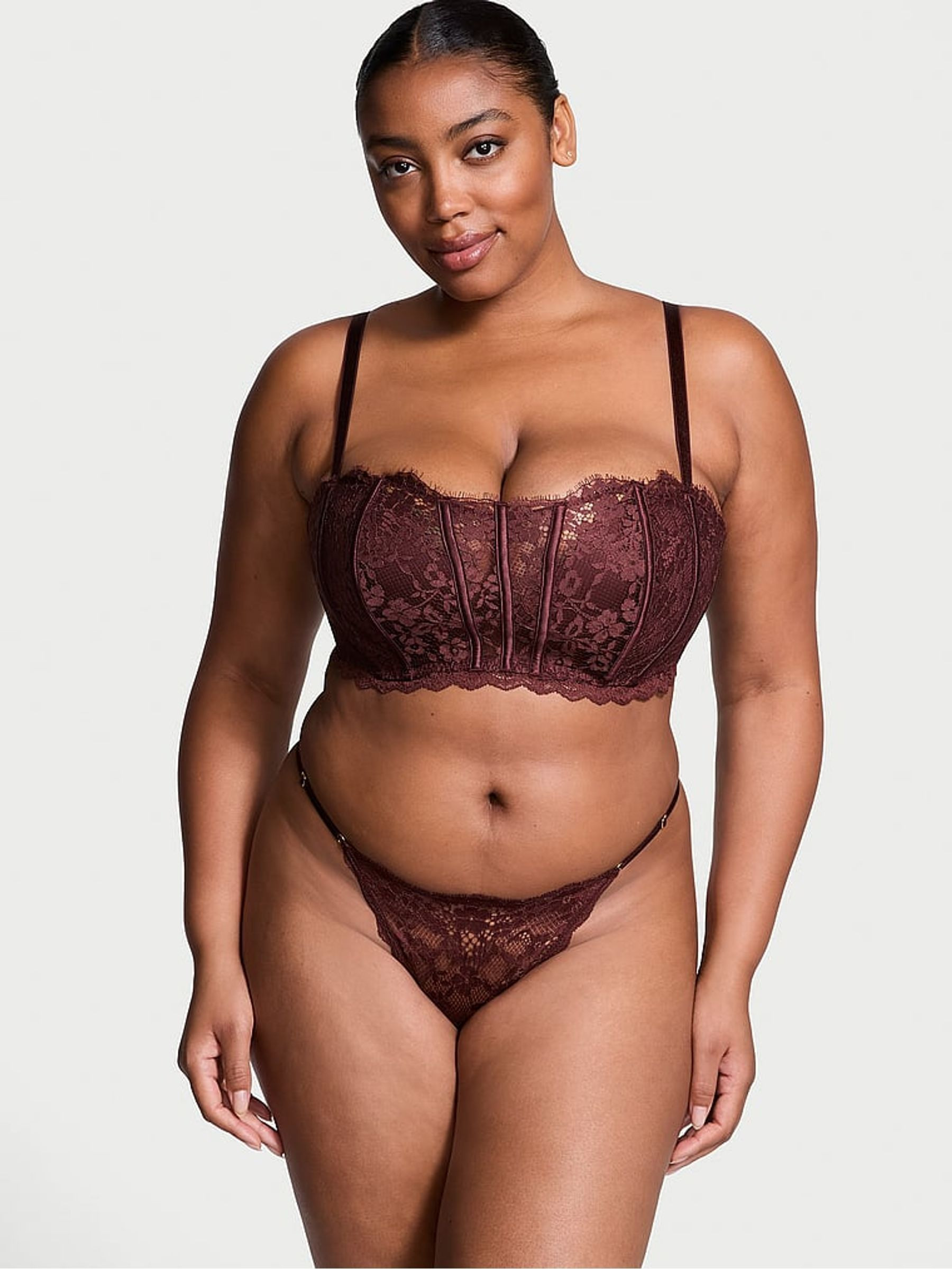 Burgundy Purple Lace Bandeau Bra Top | Victoria's Secret UK | Victoria's Secret UK