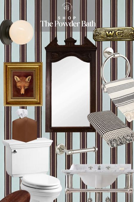 Shop the Powder Bathroom 🫶🏻

Striped wallpaper, vintage mirror, hand towels, wall sconces, toilet, leather tissue cover, pedestal sink, wood toilet seat cover, brass bathroom sign, polished nickel towel ring


#LTKfamily #LTKhome #LTKstyletip