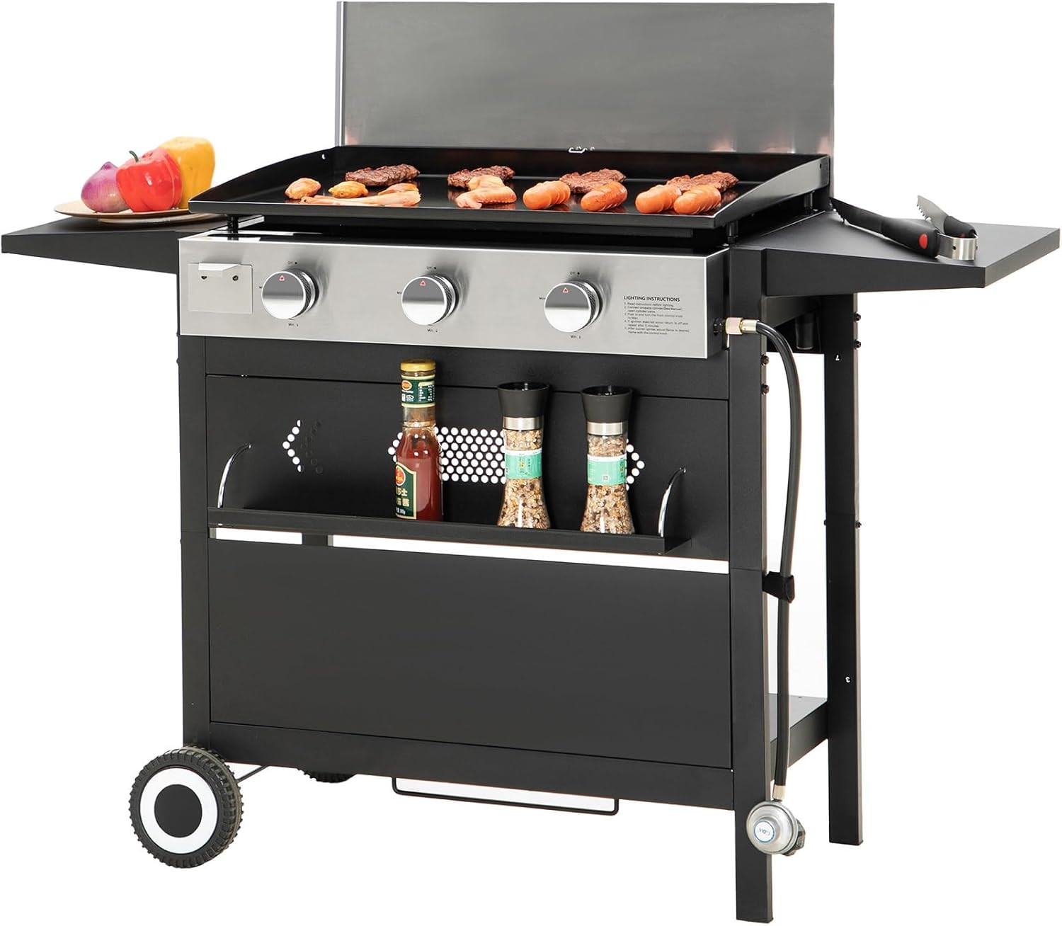 Sophia & William 28-Inch Flat Top Grill with Ceramic Coated Cast Iron Griddle, 3-Burner Propane G... | Amazon (US)
