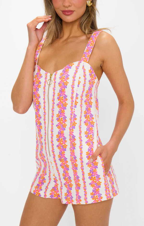 Mission Romper ~ Pink Daisy Stripes Denim | Show Me Your Mumu