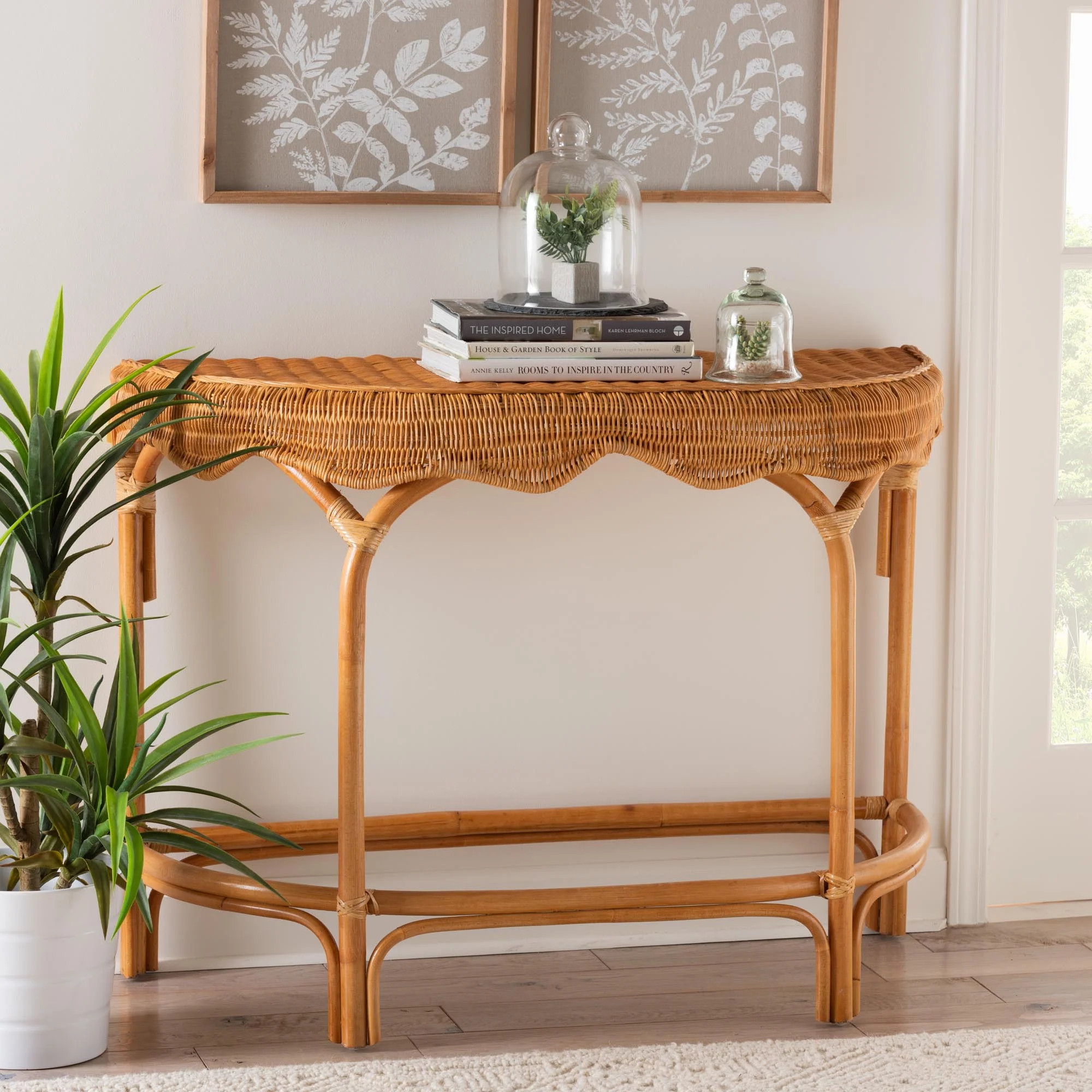 Baudel 41.2" Rattan Solid Wood Console Table | Wayfair North America
