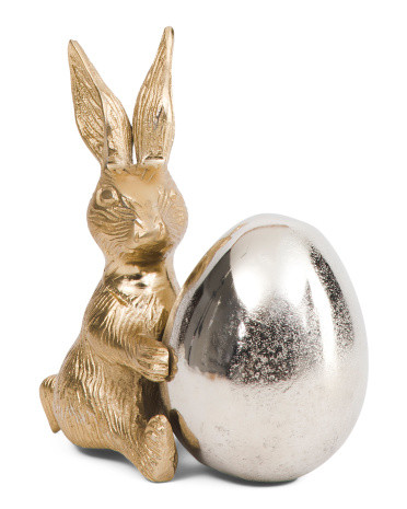 Bunny Holding Egg Figurine | TJ Maxx