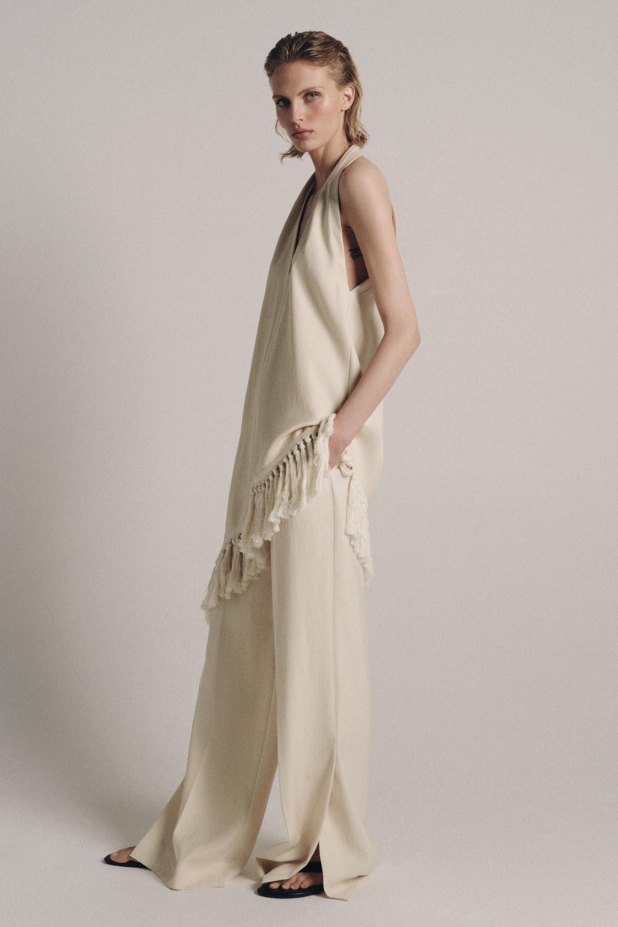 FRINGED HALTER TOP ZW COLLECTION | Zara US