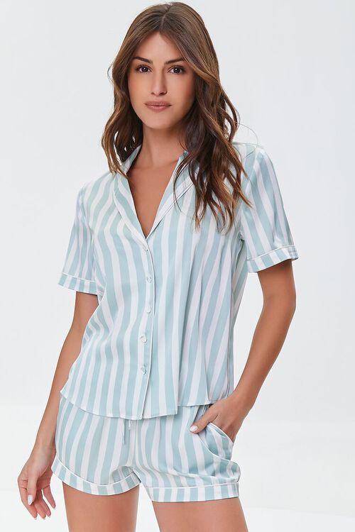 Striped Shirt & Shorts Pajama Set | Forever 21 (US)