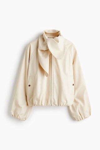 H & M - Linen-Blend Jacket with Scarf Collar - Cream | H&M (US + CA)