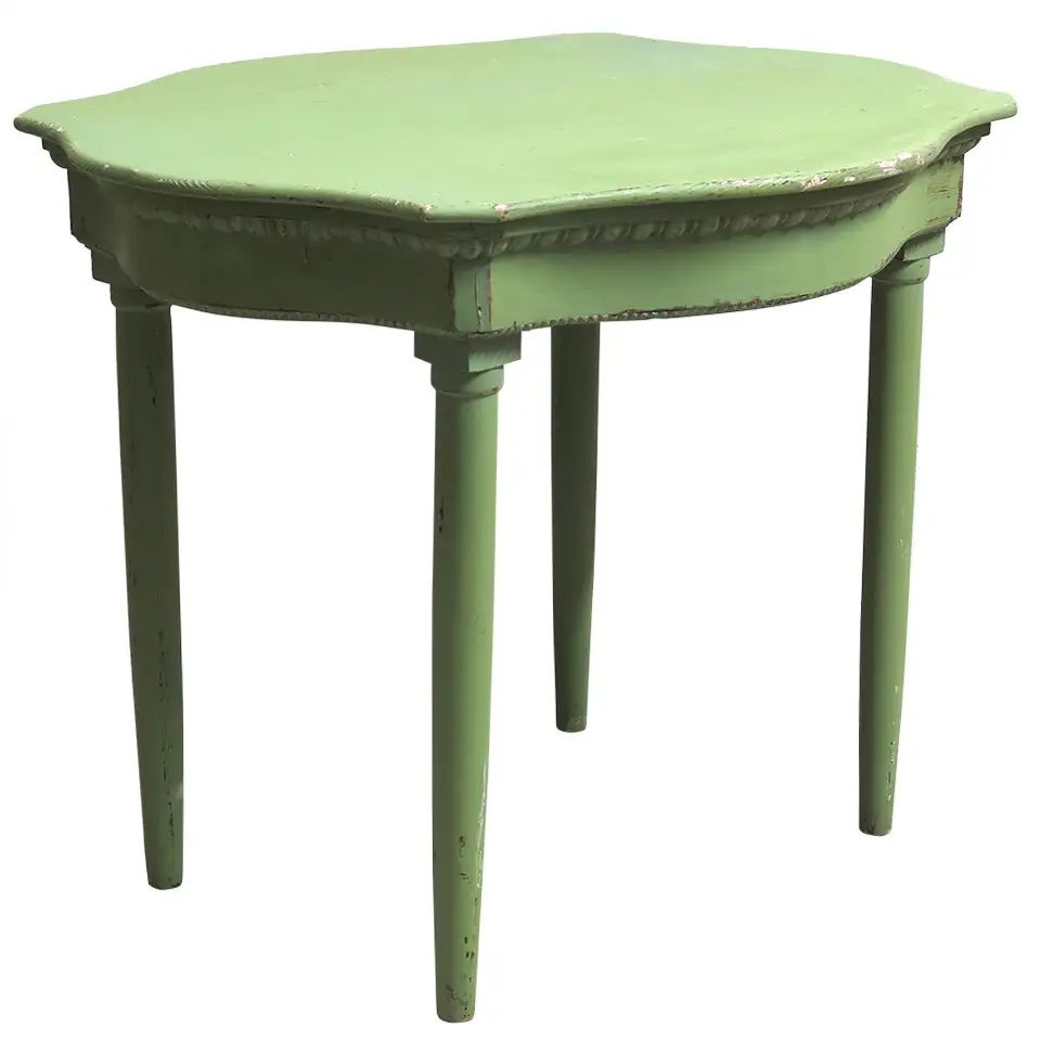 Small Serpentine Top Painted Table - France, 19th Century | 1stDibs