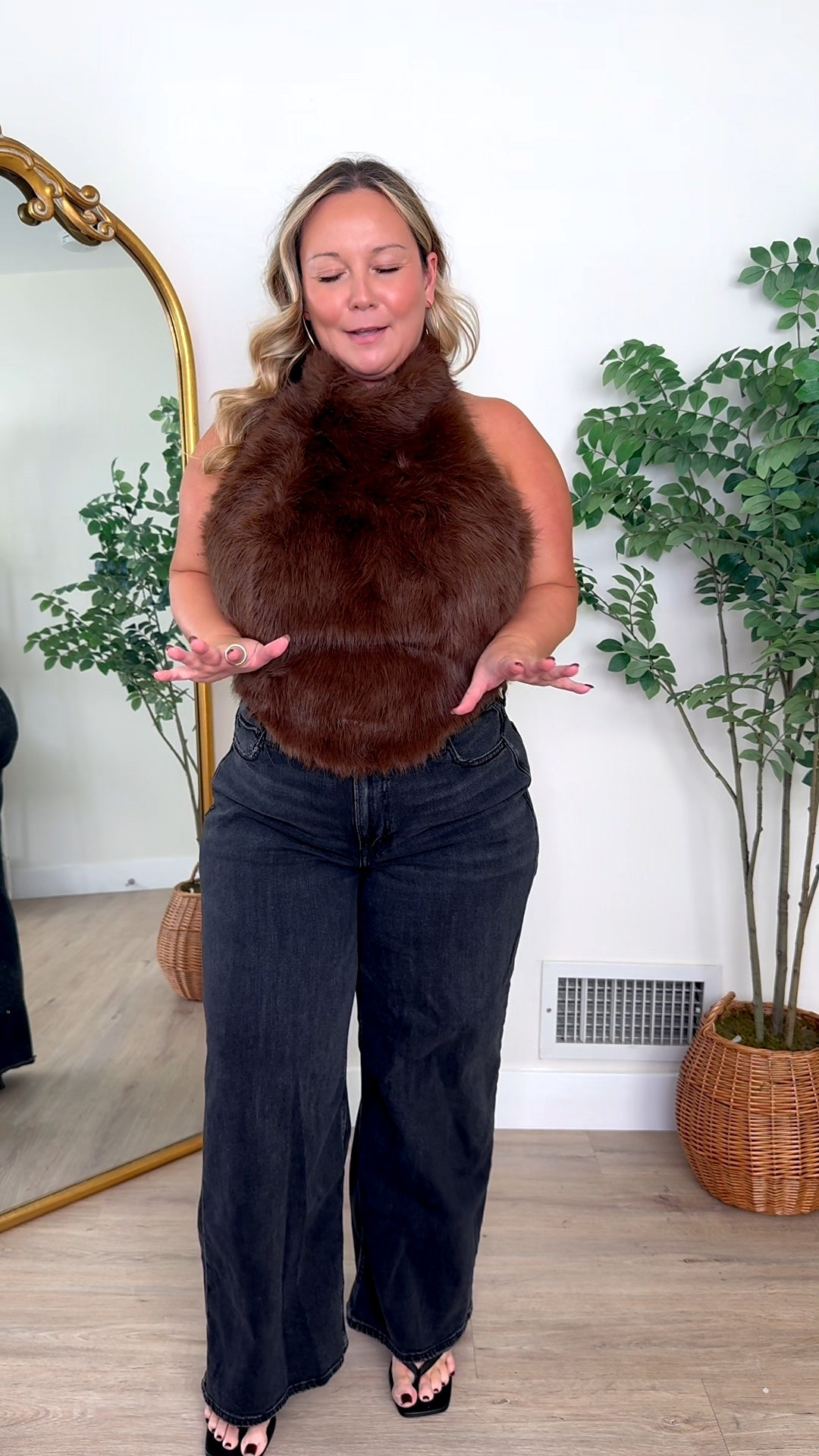 Use code ANTHRO30 for discount through 11/23! 
Faux fur halter top size 12
Jeans size 14 SHORT 

Anthropologie, American Eagle, jeans, holiday outfit, Black Friday, cyber Monday, holiday sales, Thanksgiving outfit, date night outfit, petite style 

#LTKMidsize #LTKCyberWeek #LTKHoliday