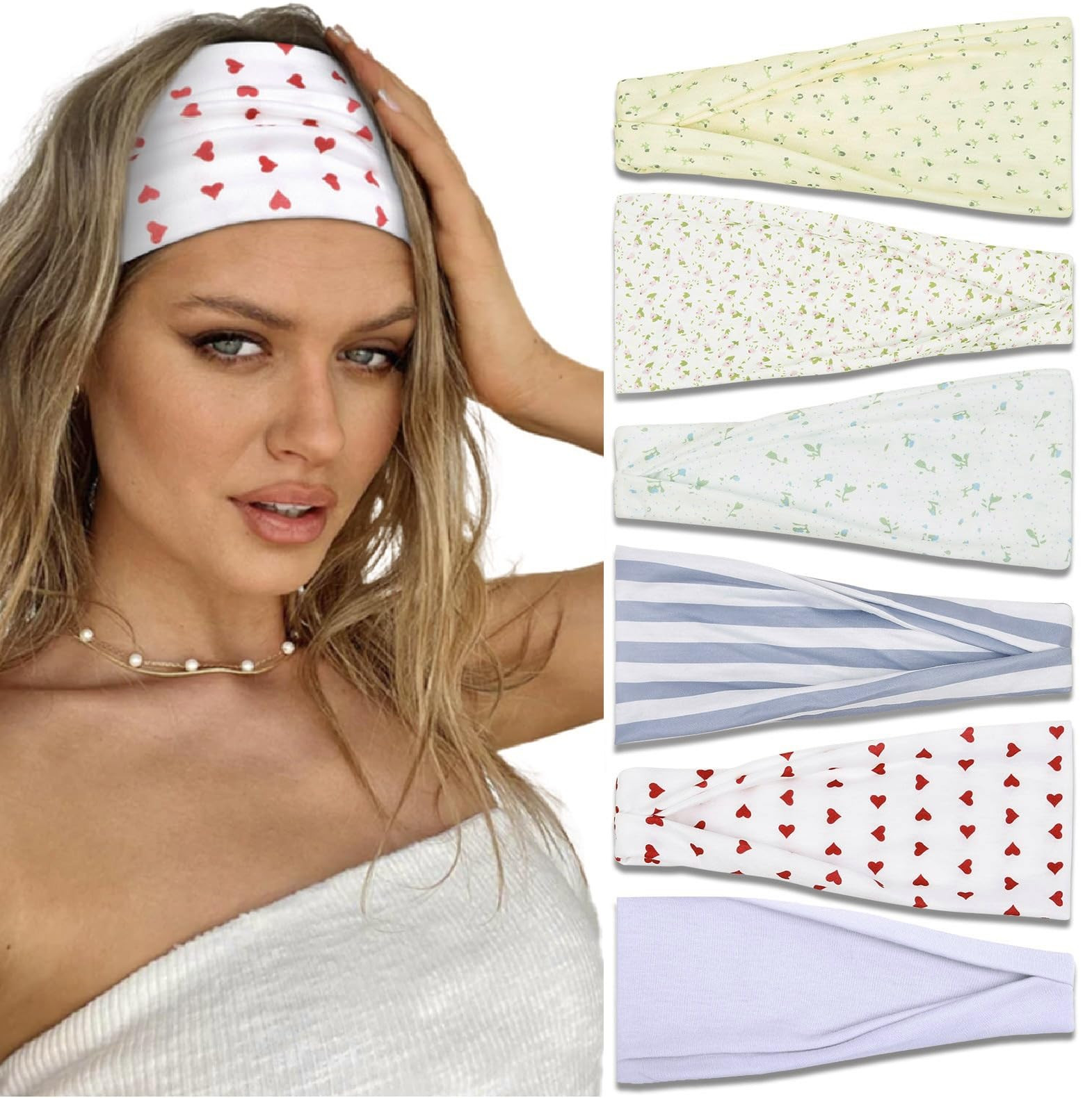 Trendy Floral Headbands for Women - Non-Slip Stretchy Sweat Bands for Yoga, Workout, and Everyday... | Amazon (US)