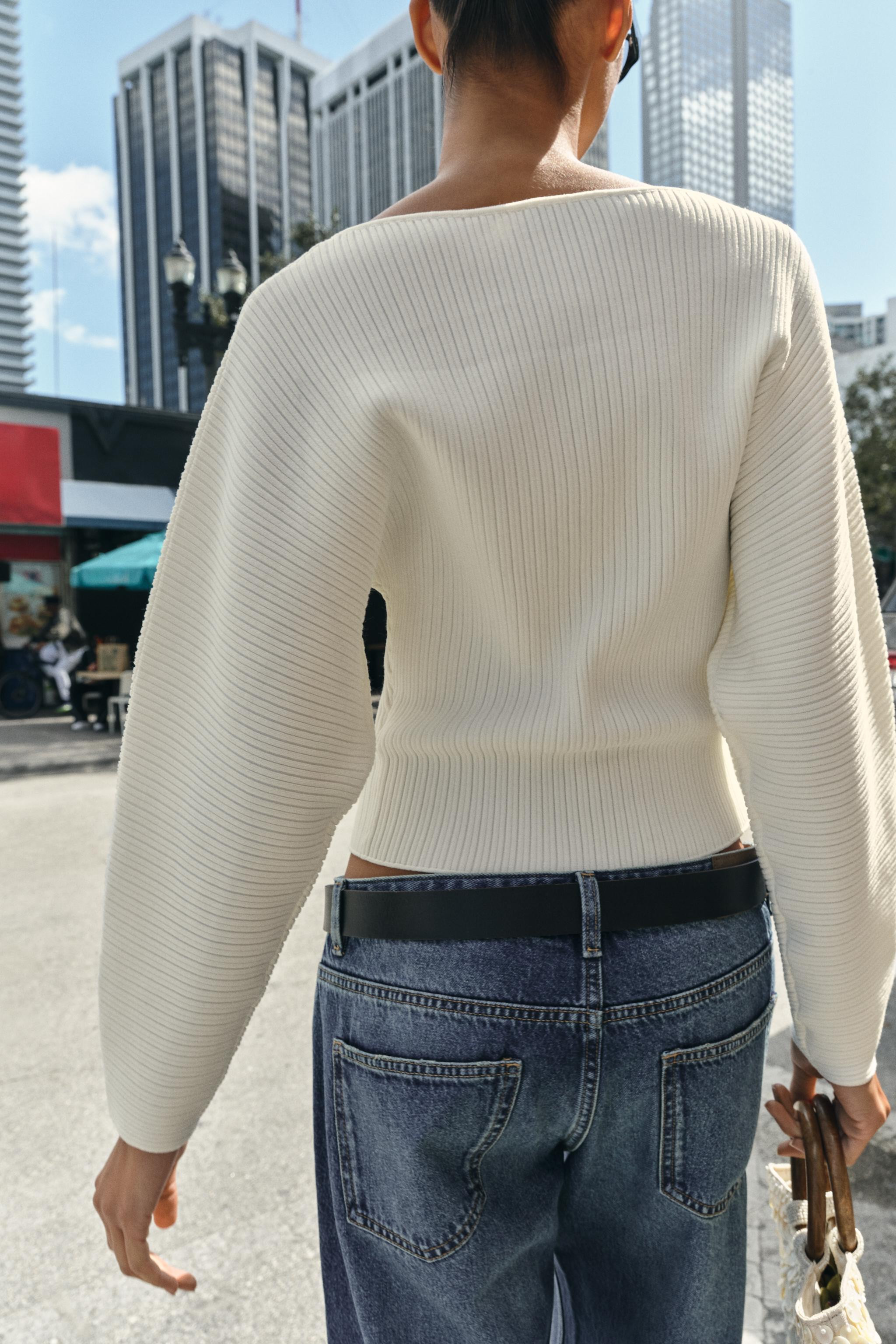 RIB KNIT JUMPER WITH VOLUMINOUS SLEEVES | Zara UK