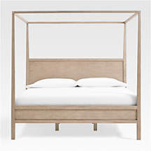 Keane Weathered Natural Solid Wood King Canopy Bed + Reviews | Crate & Barrel | Crate & Barrel