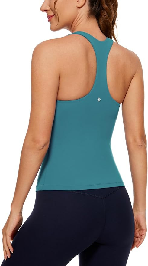 CRZ YOGA Butterluxe Workout Tank Tops for Women Built in Shelf Bras Padded - Racerback Athletic S... | Amazon (US)
