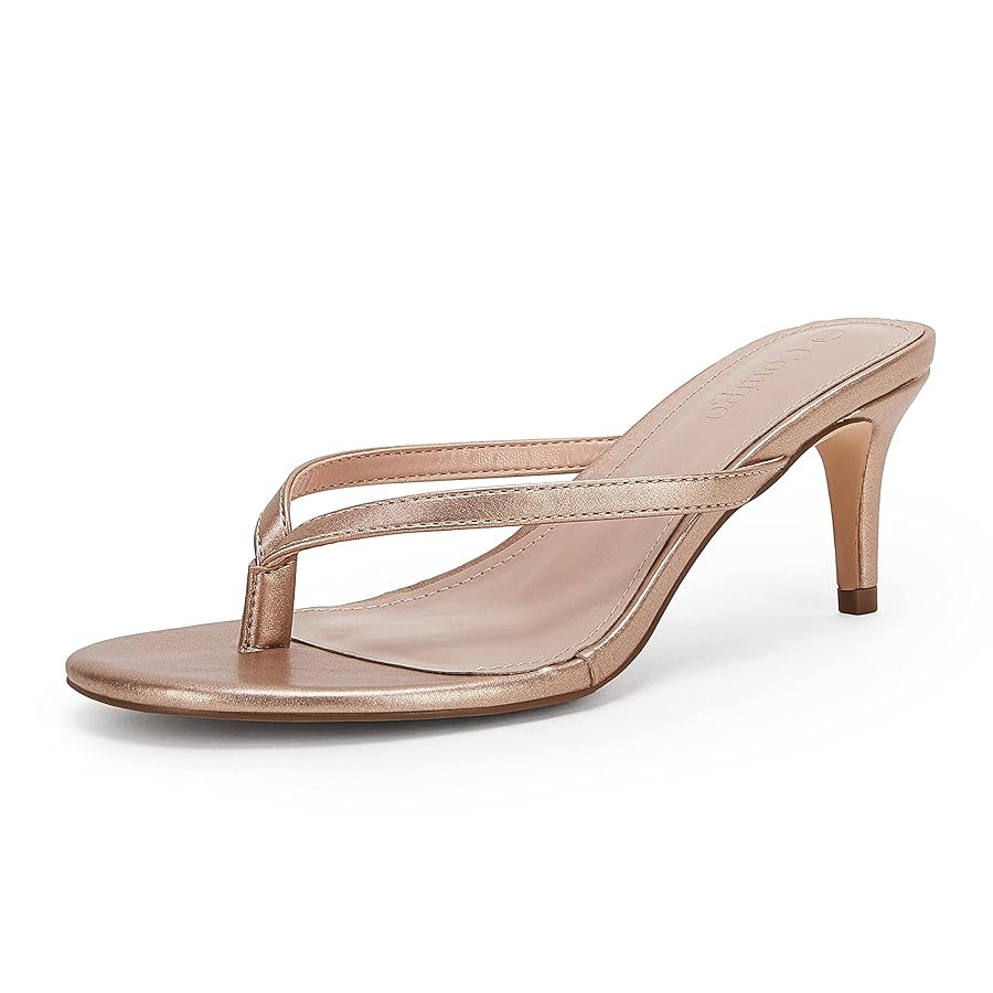 Coutgo Women's Kitten Heel Flip Flops Slip On Thong Slide Sandals Comfortable Summer Beach Shoes | Amazon (US)