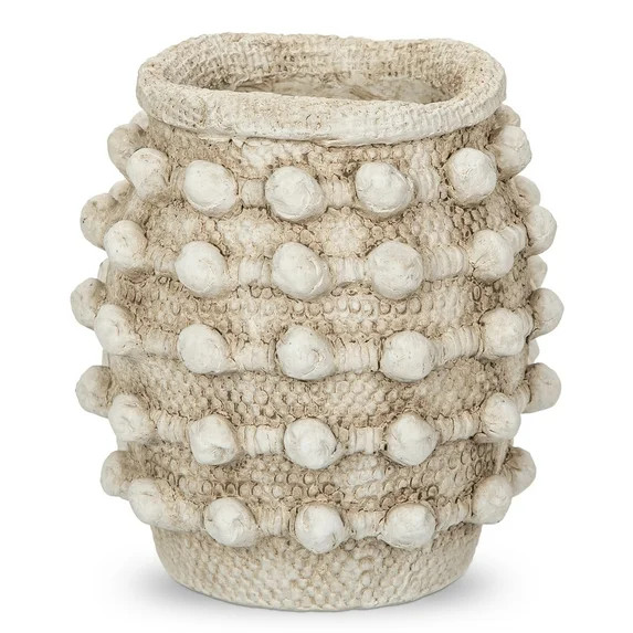 White Knobby Cement Vase Small Textured Knotted Flower Vase Boho Beige Style for Decorative Table... | Walmart (US)