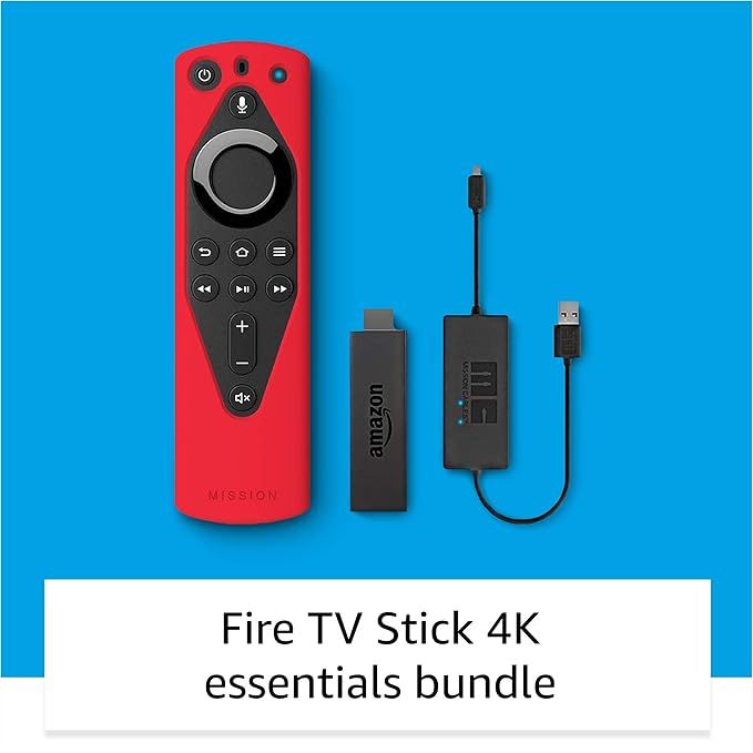 Fire TV 4K Essentials Bundle including Fire TV Stick 4K, Remote Cover (Red) and USB Power Cable | Amazon (US)