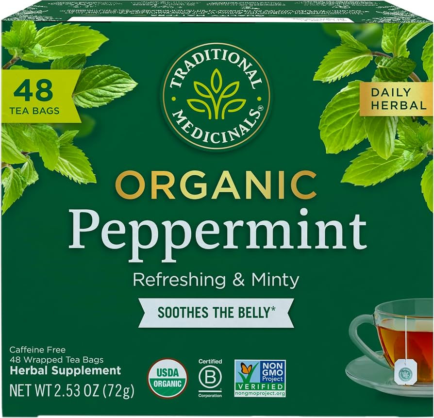 Traditional Medicinals Tea, Organic Peppermint, Soothes Your Belly, Refreshing & Minty, 48 Tea Ba... | Amazon (US)