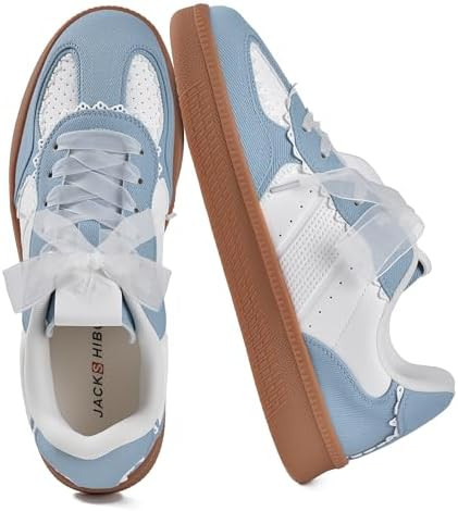 JACKSHIBO Women's Ribbon Lace-Up Fashion Sneakers Arch Support Gum Sole Tennis Walking Shoes with... | Amazon (US)