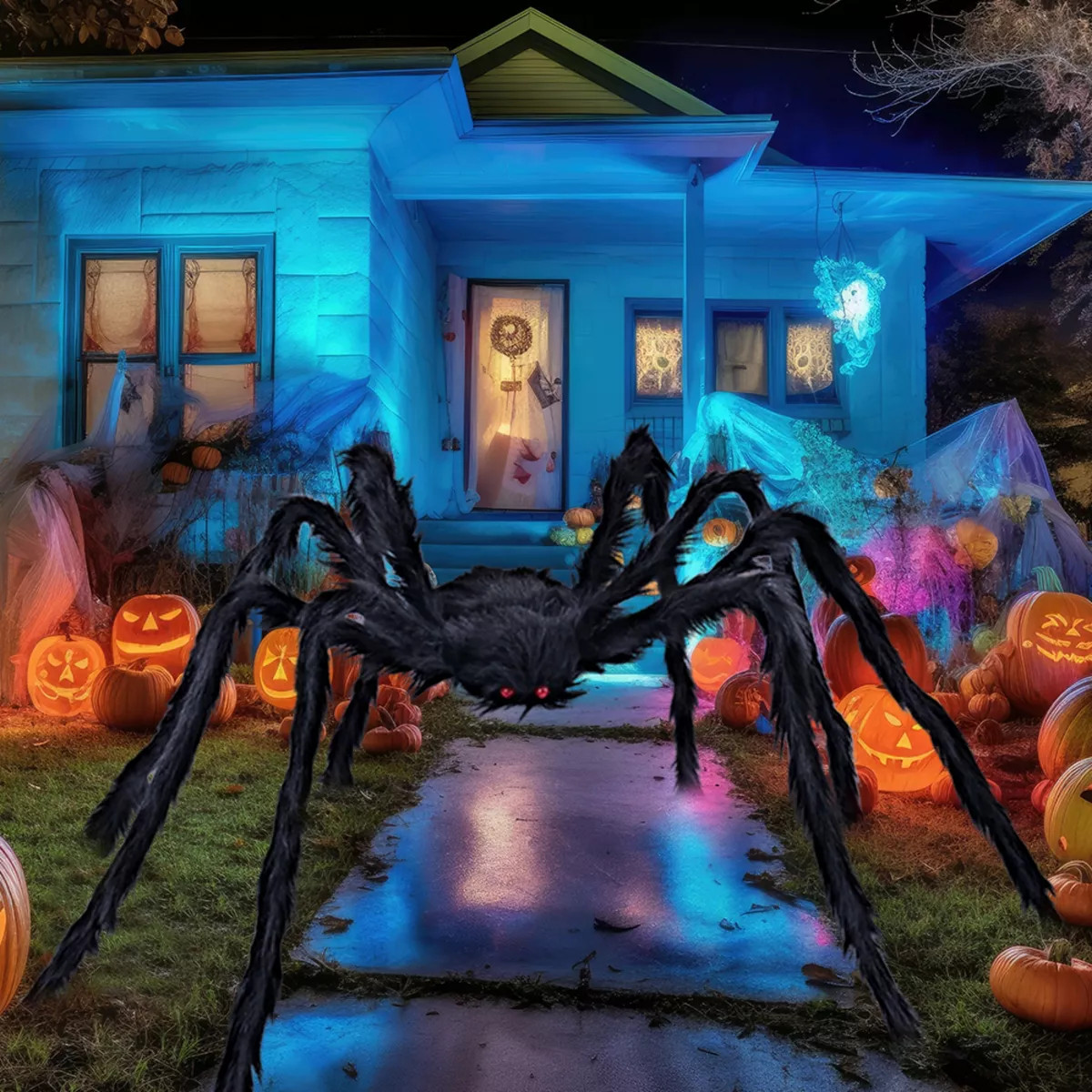 Joyfy 5 Ft Halloween Giant Spider Outdoor Decorations Scary Hairy Spider, Plush Spider for Yard P... | Target