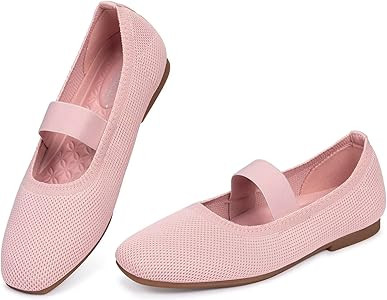 Frank Mully Women's Ballet Flats Slip on Casual Knitted Fabric Shoes Square-Toe Flats with Elasti... | Amazon (US)
