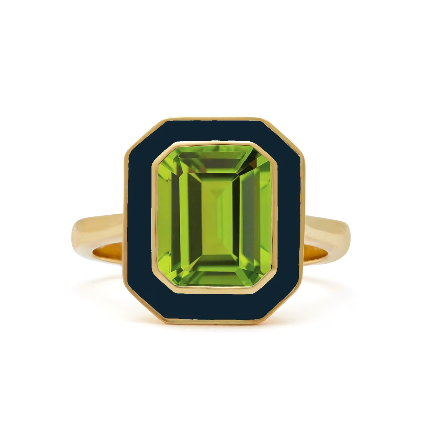 Peridot And Navy Enamel Cocktail Ring | Wolf & Badger