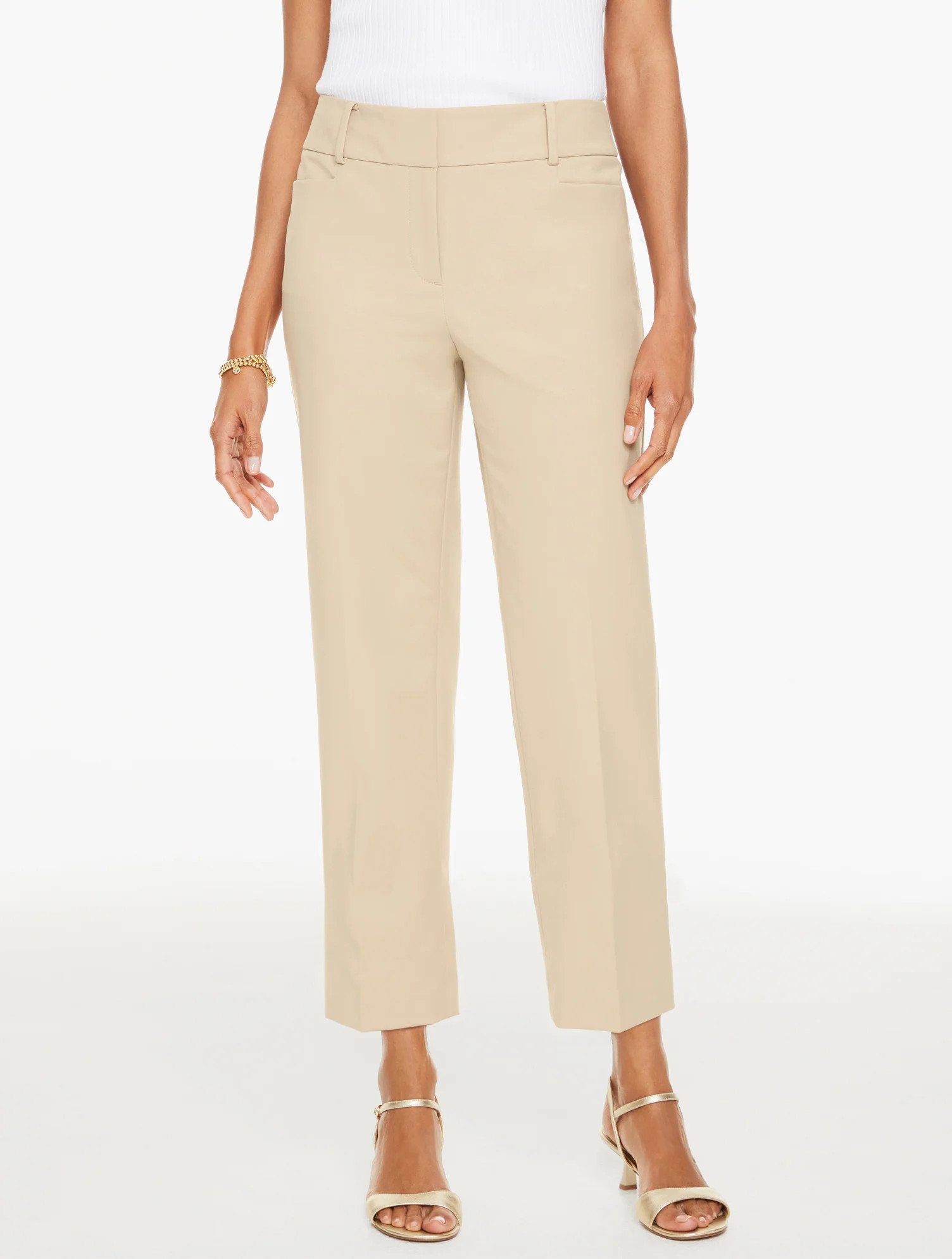 Rachel Cotton Straight Leg Ankle Pants - Classic Taupe - 14 Talbots | Talbots