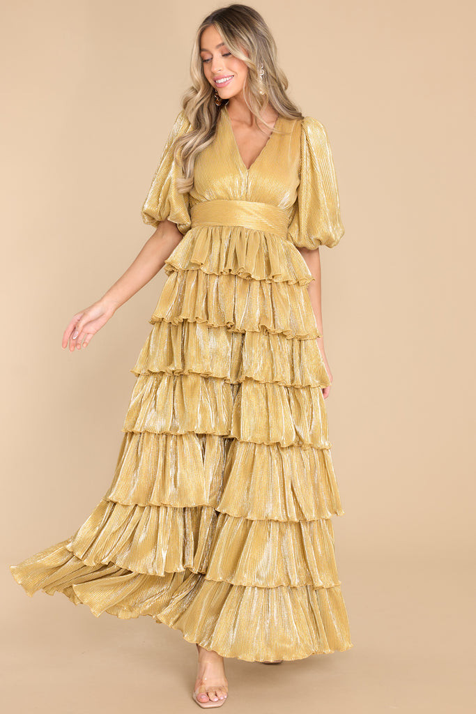 Love That Lasts Gold Maxi Dress | Red Dress 