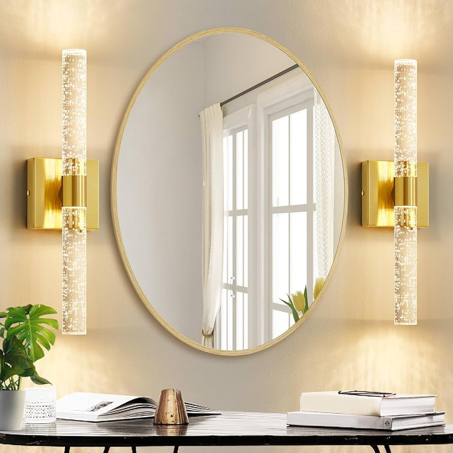 Biewalk Wall Sconces Sets of 2, Bathroom Vanity Sconces, 12W Dimmable LED Gold Crystal modern wal... | Amazon (US)
