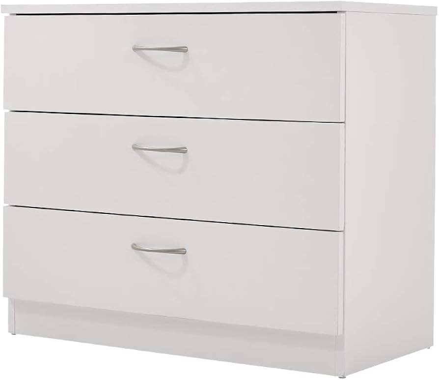 3 Drawer Wood Dresser for Bedroom, White Modern Chest of Drawers Cabinet for Bedroom Hallway Livi... | Amazon (US)