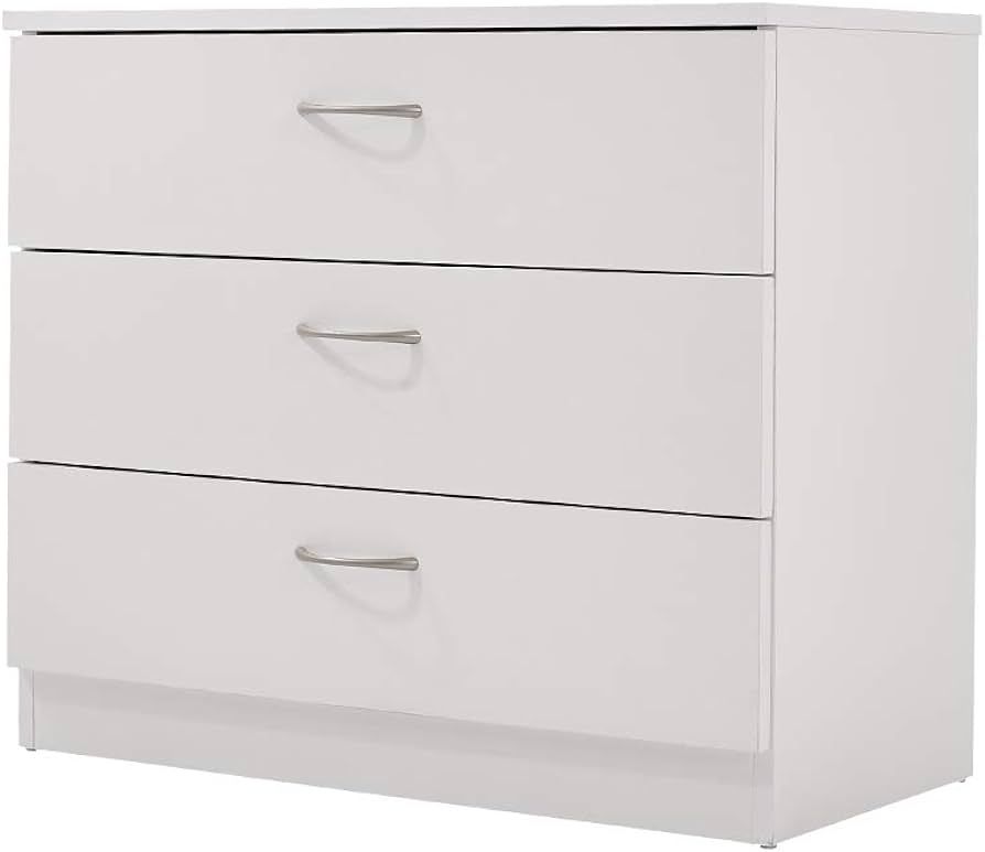 3 Drawer Wood Dresser for Bedroom, White Modern Chest of Drawers Cabinet for Bedroom Hallway Livi... | Amazon (US)