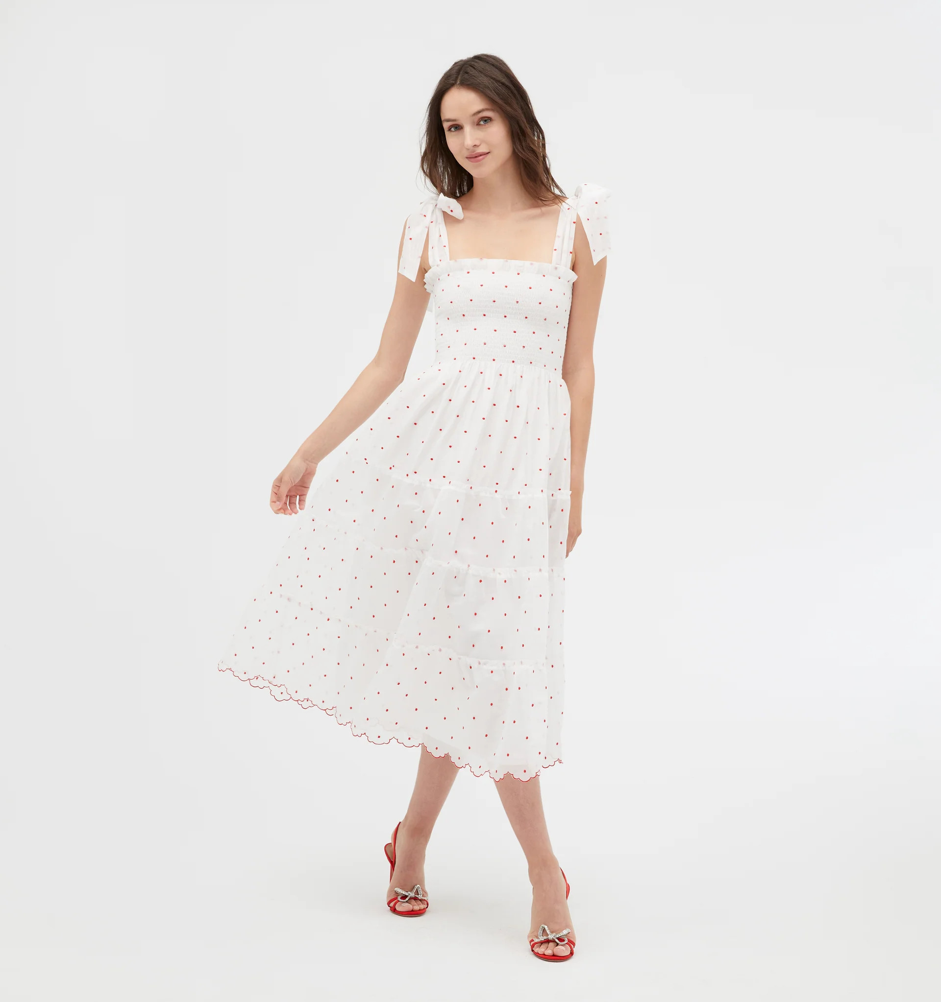 The Ribbon Ellie Nap Dress - Cherry Organza Dot | Hill House Home