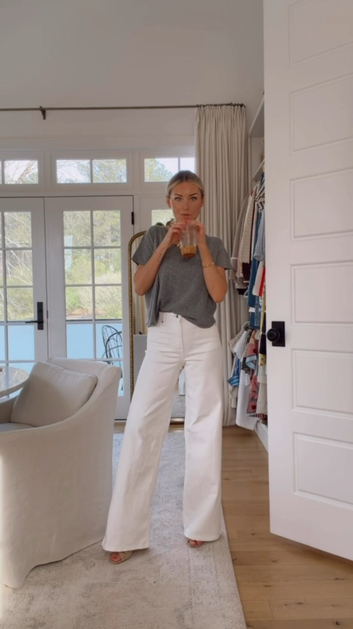 I am obsessed with this $10 gray tee! The cotton blend jersey fabric is so breathable and ideal for everyday wear! Truly can pair easily with any outfit 👌🏼 wearing size s in the top and 4 in jeans Loverly grey, spring outfit ideas, white denim outfit, spring Target style finds, affordable wardrobe 2026 pieces capsule 

#LTKSeasonal #LTKootd