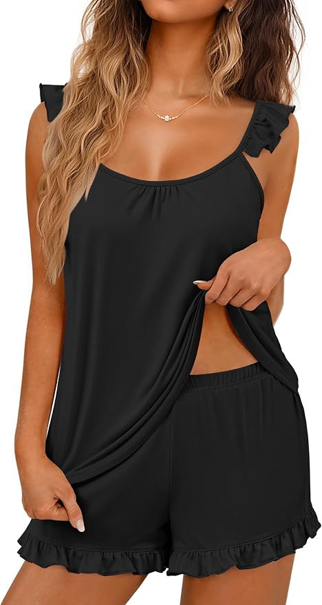 Ekouaer Pajama for Women Set 2 Piece Lightweight Ruffle Pajamas | Amazon (US)
