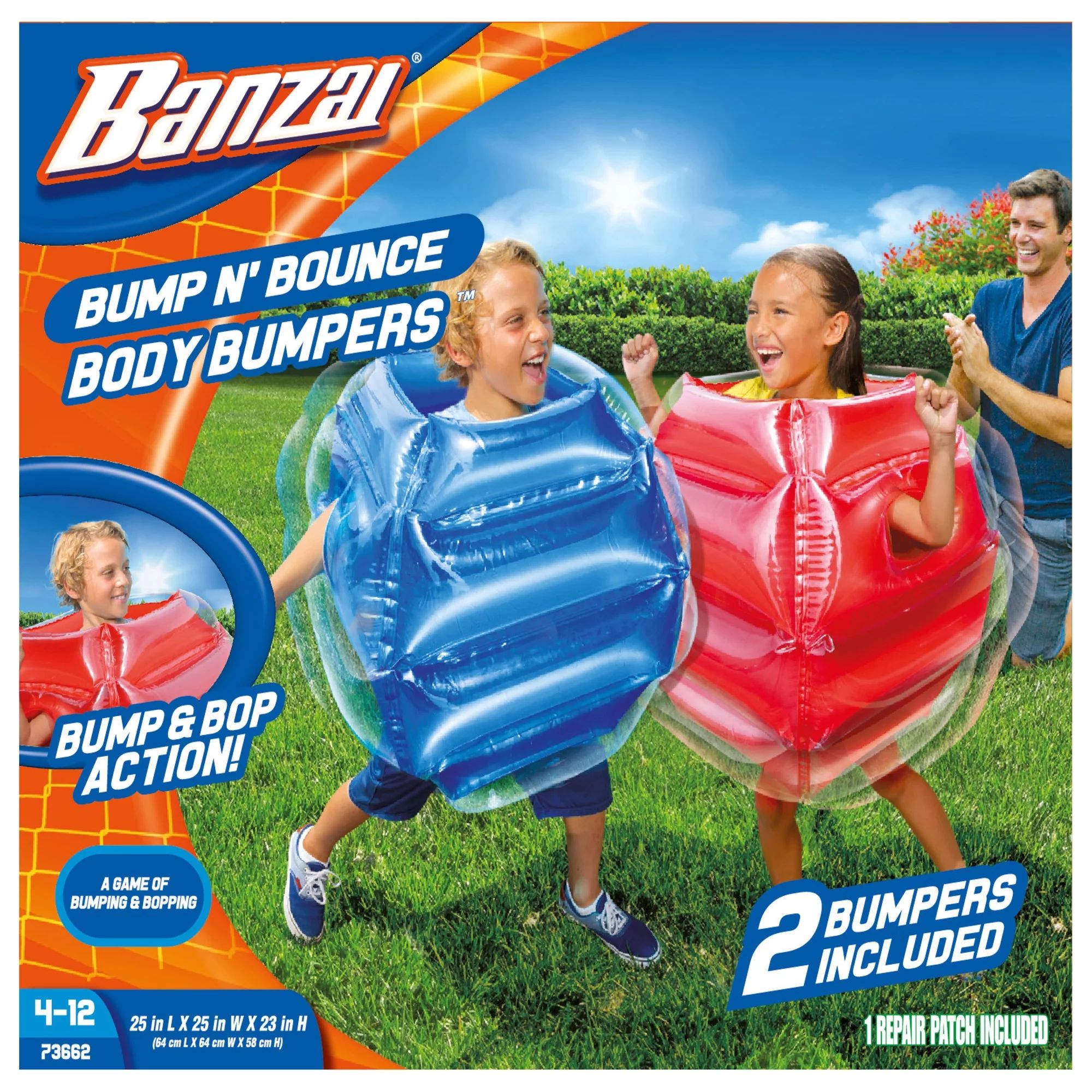 Banzai Bump N Bounce Plastic Body Bumpers in Red & Blue, 2 Bumpers, Kids Toy, 4+ | Walmart (US)