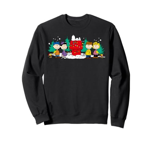 Peanuts - Christmas Group Snoopy Holiday Lights House Sweatshirt | Amazon (US)