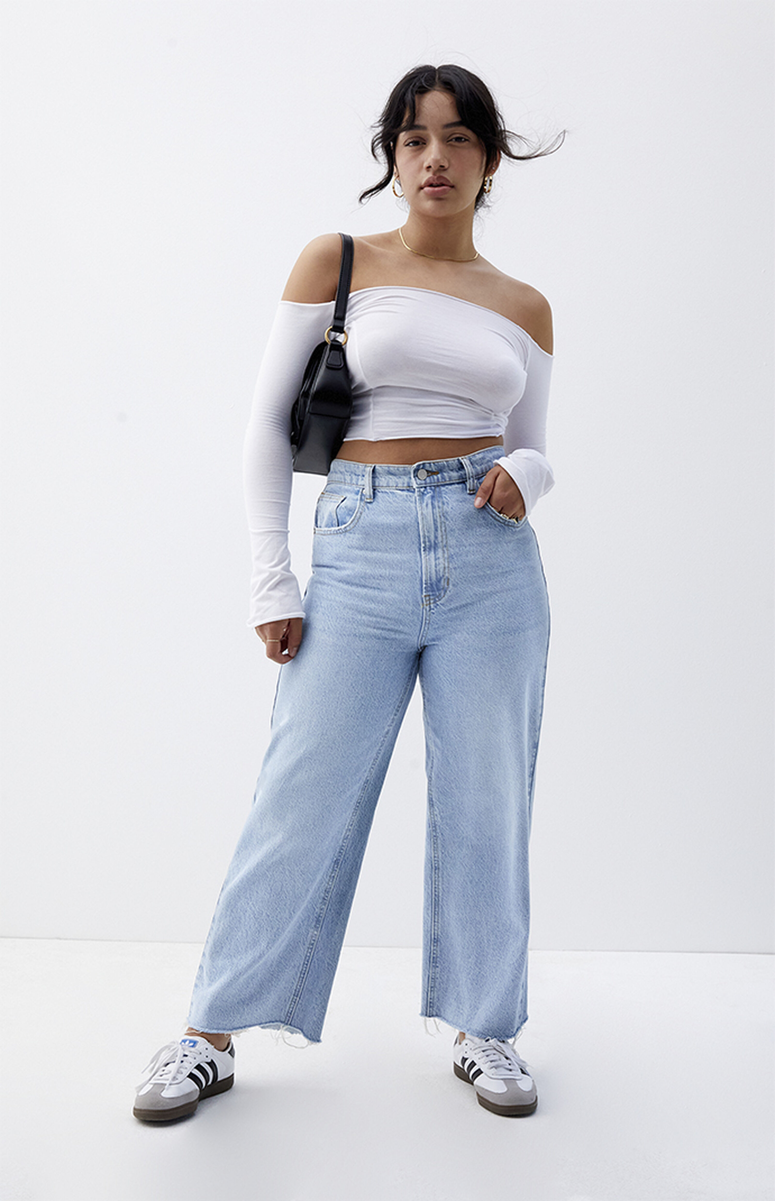 PacSun Eco Light Blue Cropped Wide Leg Jeans | PacSun