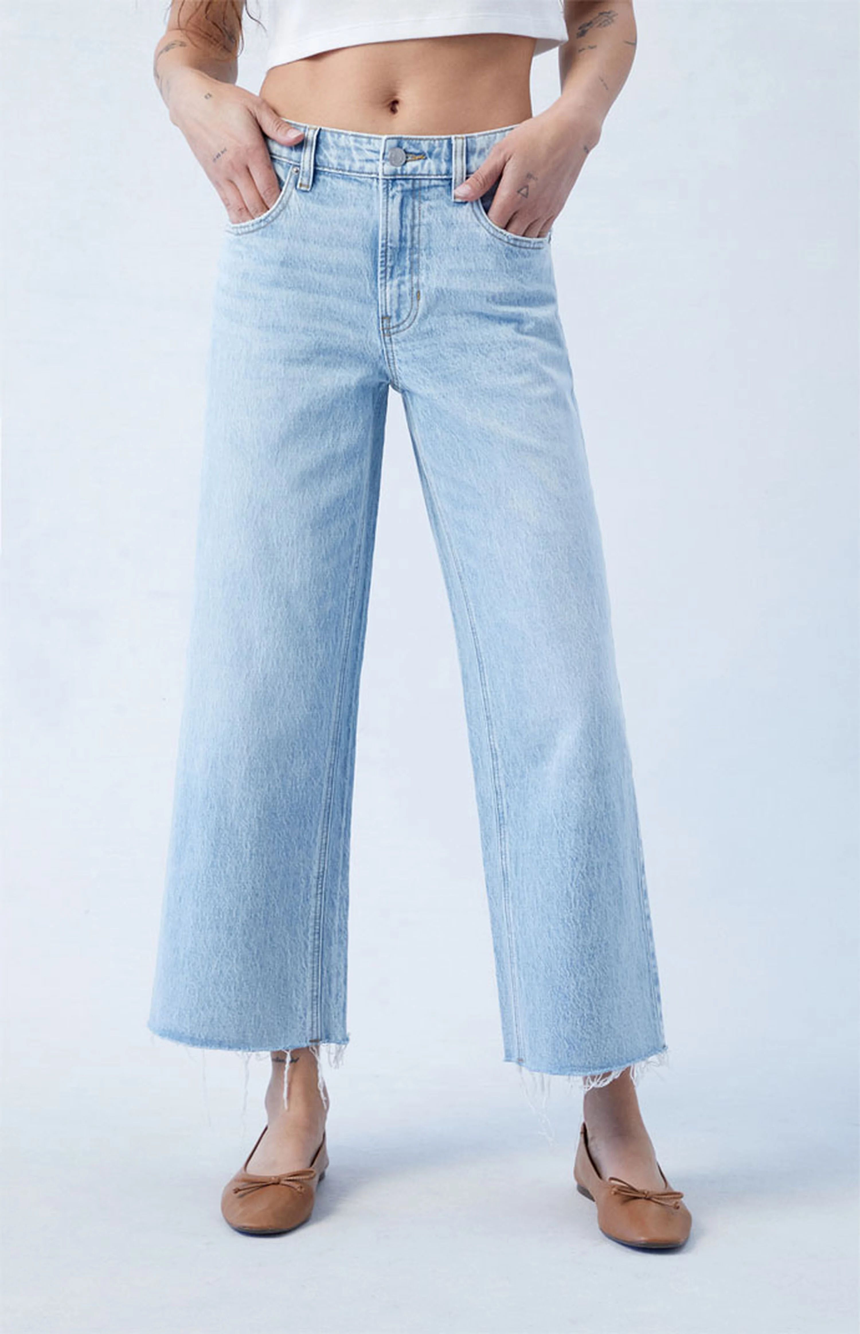 PacSun Eco Light Blue Cropped Wide Leg Jeans | PacSun