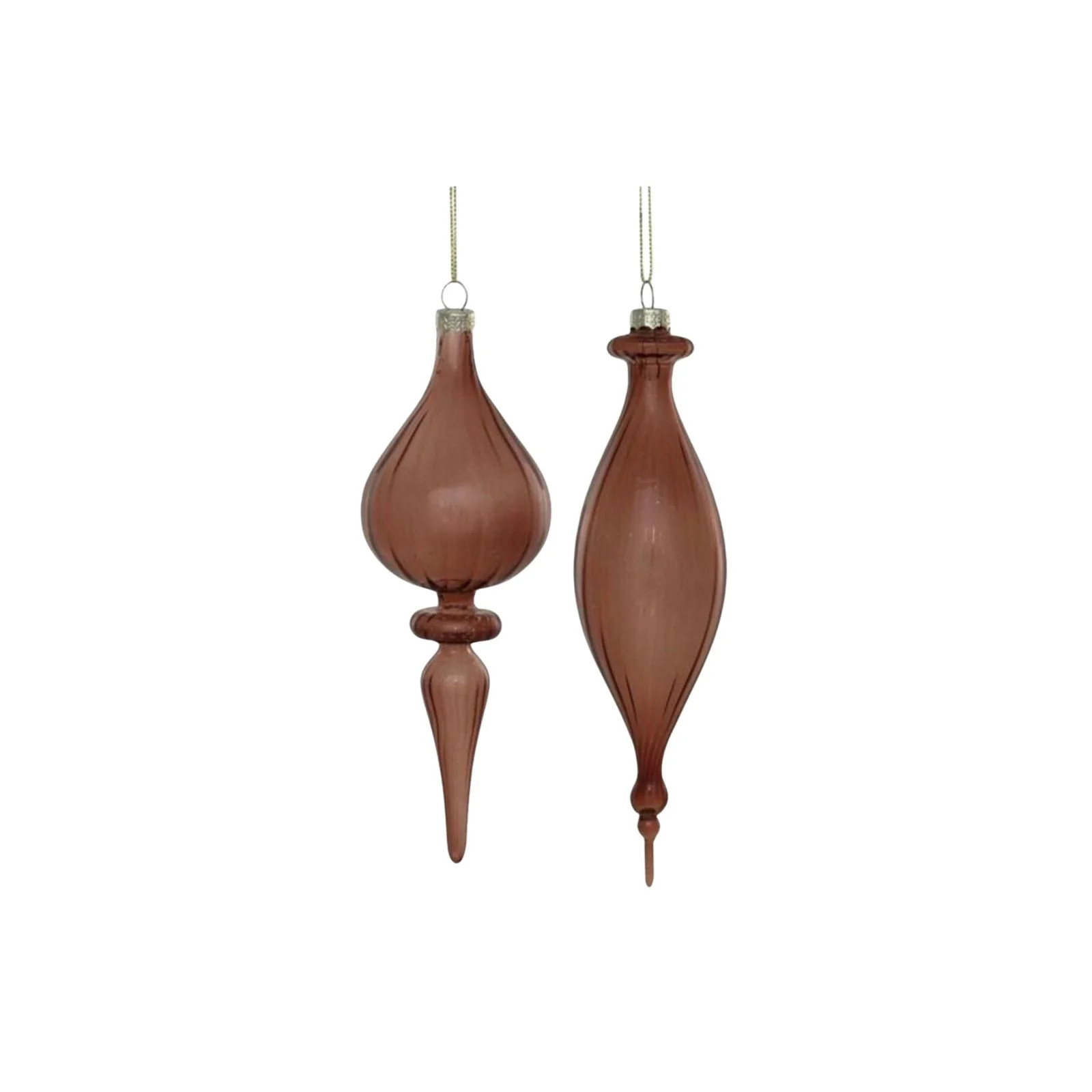 Brown Blown Glass Finial Ornament Set | Brooke & Lou | Brooke and Lou