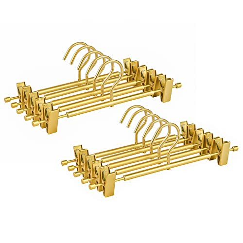 Amber Home 10 Pack Premium Matte Gold Aluminum Pants Hangers, 12.2” Extra Smooth & Durable Meta... | Amazon (US)