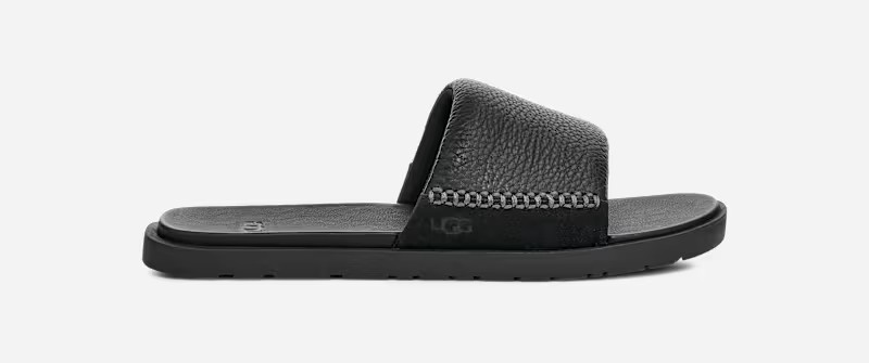 UGG® Men's Seaside II Slide Leather/Suede Sandals in Black, Size 12 | UGG (US)