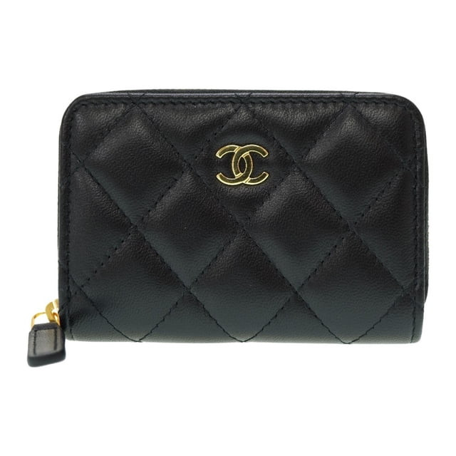 Pre-Owned CHANEL Round Zip Coin Case Lambskin Black G Hardware 0059CHANEL 6A0059PI5 (Like New) - ... | Walmart (US)