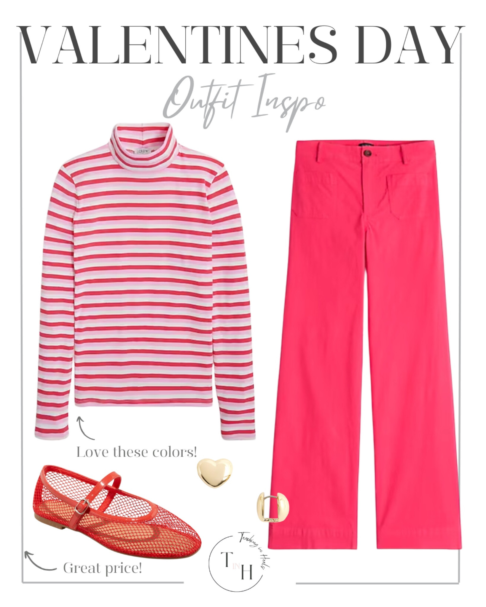 Striped mockneck top  high rise pants  pink pants  double sided heart studs   teacher style  teacher work style workwear  business casual  business office outfit  teacher ootd  teacherfit   ootd  shirt trendteacher  teacher outfits  teacher  mesh red flats 

#LTKFindsUnder100 #LTKSeasonal #LTKSaleAlert