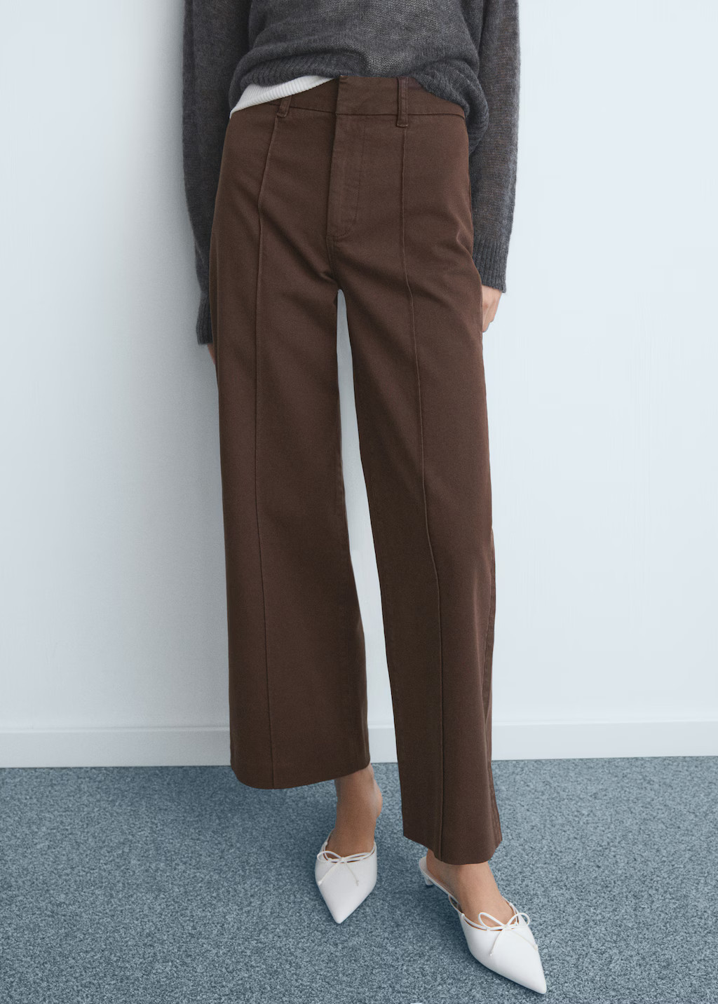 High-waist wide leg jeans with seams | Mango (US/MX/AU)