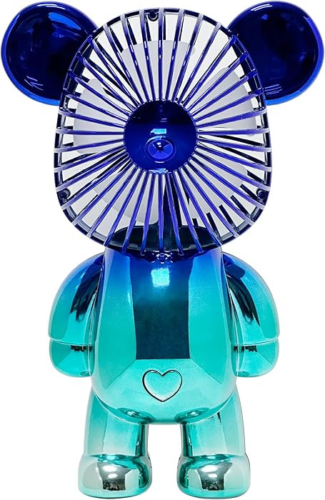 Rechargeable Bear Fan with 3 Speeds, 11 inches Tall, Jelly Pink, LED Light, USB Charging Port (Me... | Amazon (US)