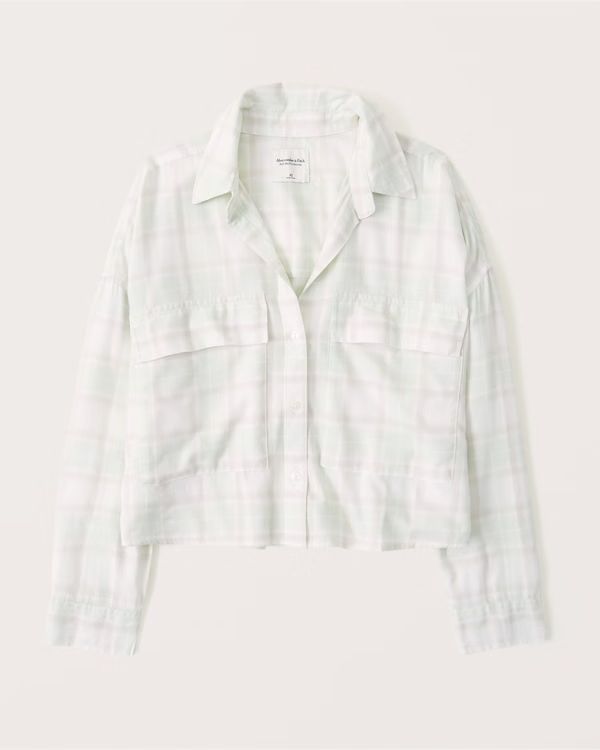 90s Cropped Boxy Flannel Button-Up Shirt | Abercrombie & Fitch (US)