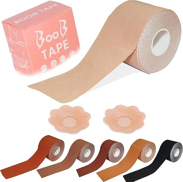 LETRATE Boob Tape, Bob Tape for Large Breasts, Self-Adhesive Strapless Boobtapes with 2 Pcs Nippl... | Amazon (UK)