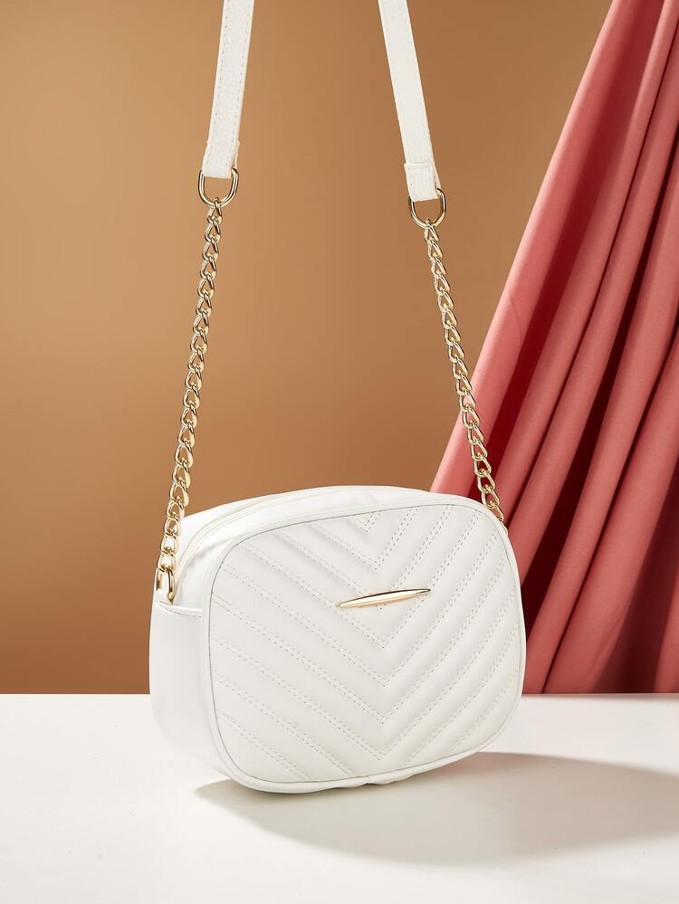 Mini Chevron Metal Decor Square Bag | SHEIN